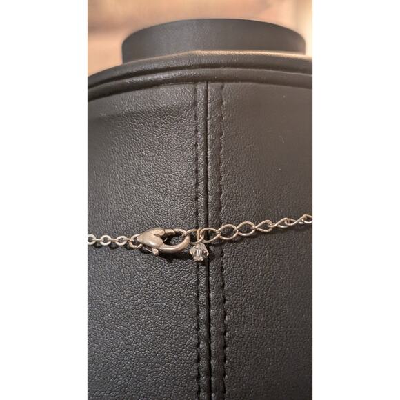 Swarovski Crystal Beaded Sterling Silver Chain Necklace Silver Tone Heart Clasp - Picture 6 of 7